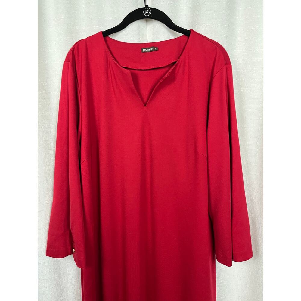 J.McLaughlin Red Ofelia Catalina Cloth Shift Midi Dress Sz.XL - Picture 3 of 12